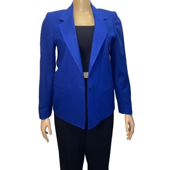 Vintage 90s Field’s Classic Blazer Royal Blue Wool single breasted size 10 - Picture 2 of 12